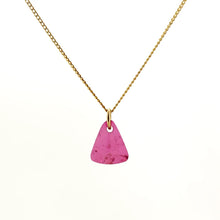 Necklace with a Pink Tourmaline pendant displaying soft pink hues with natural variations, on a white background (back view)