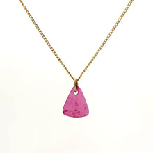 Necklace with a Pink Tourmaline pendant displaying soft pink hues with natural variations, on a white background (front view)