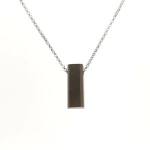 Necklace with a rectangular ammolite gemstone pendant (back view)