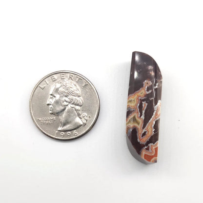 Dryhead agate pendant next to a U.S. quarter on a white background