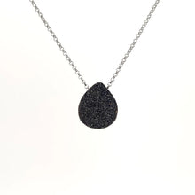 Necklace with a teardrop-shaped Azurite Geode pendant  (back view)