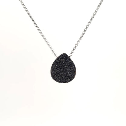 Necklace with a teardrop-shaped Azurite Geode pendant  (back view)
