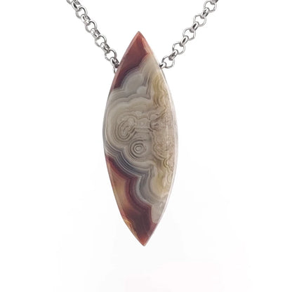 Necklace with a dryhead agate pendant on a white background
